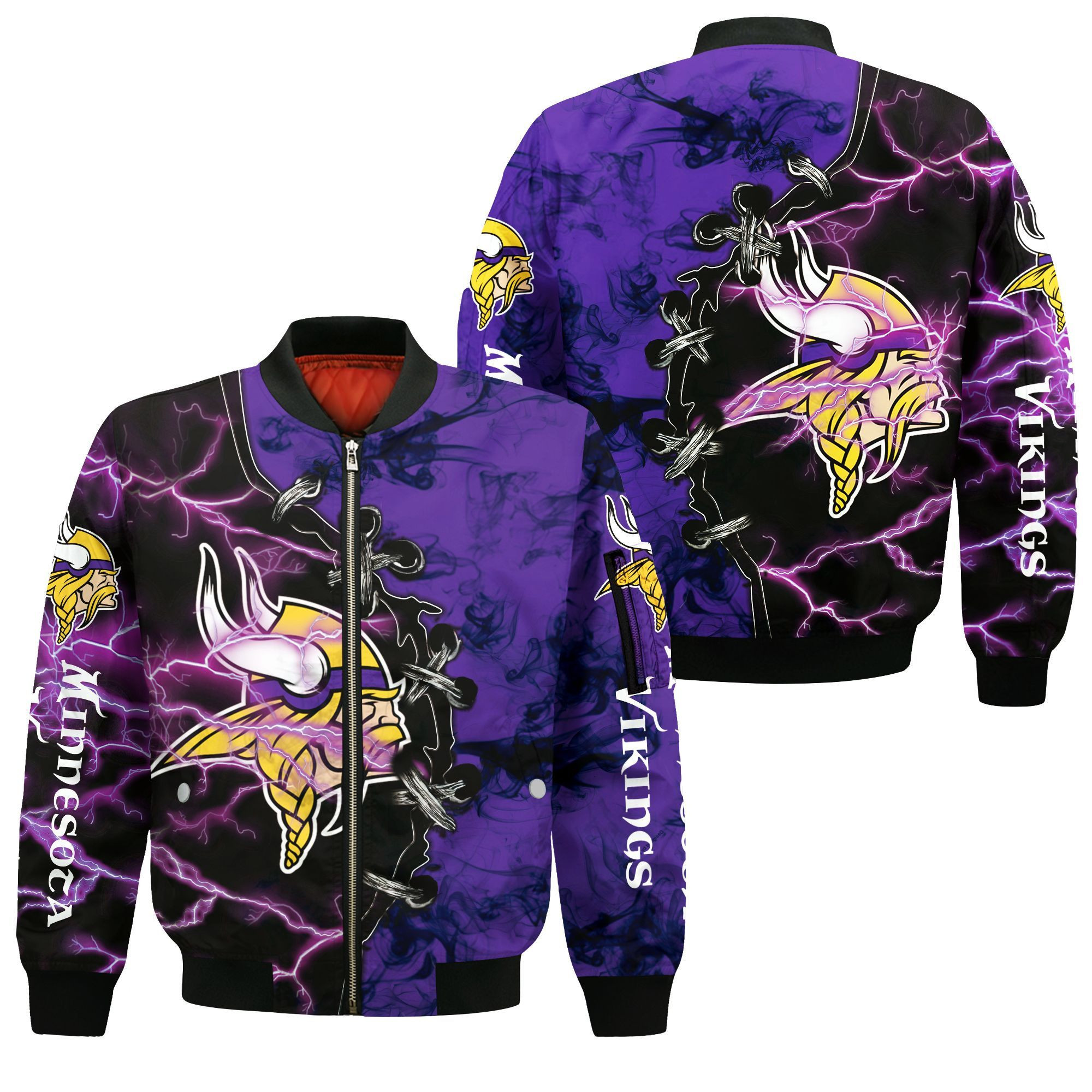 Minnesota Vikings Bomber Jacket | NFL Team Jacket for Men & Women | Football Fan Gift