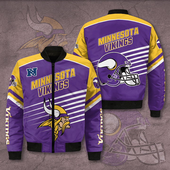 Minnesota Vikings Bomber Jacket | NFL Team Jacket for Men & Women | Football Fan Gift