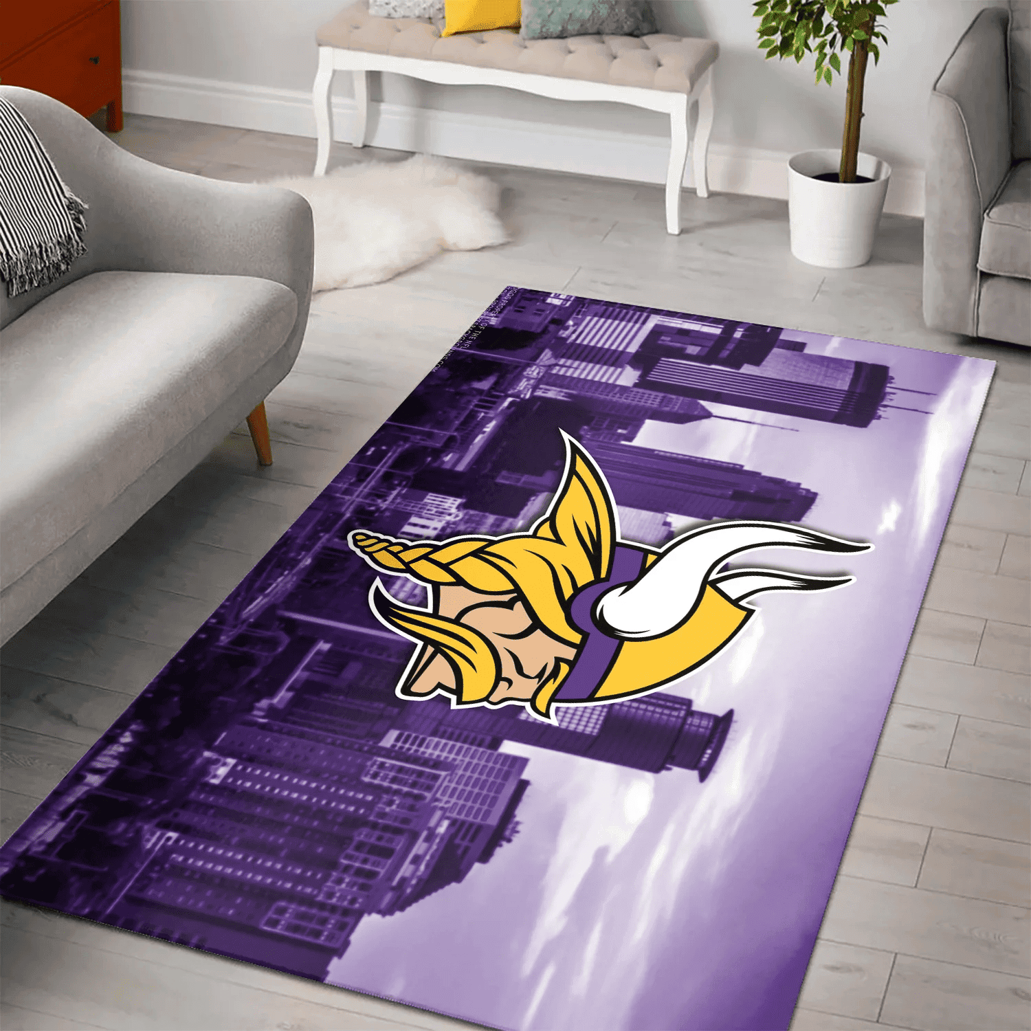 Minnesota Vikings City 3D Full Print Rectangle Area Rug – Full Print Carpet For Living Room & Bedroom Home Decor
