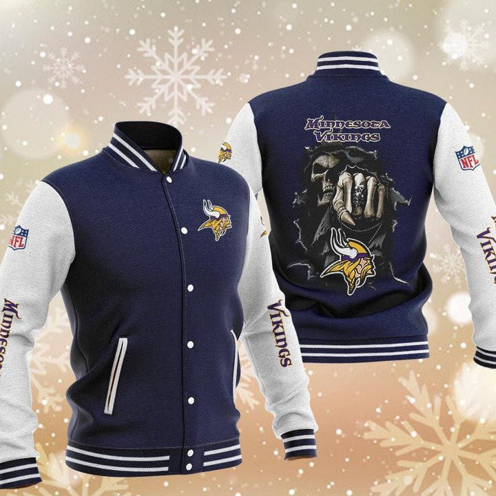 Minnesota Vikings Dark Blue Hades Varsity Baseball Jacket for Men & Women | NFL Team Fan Gift