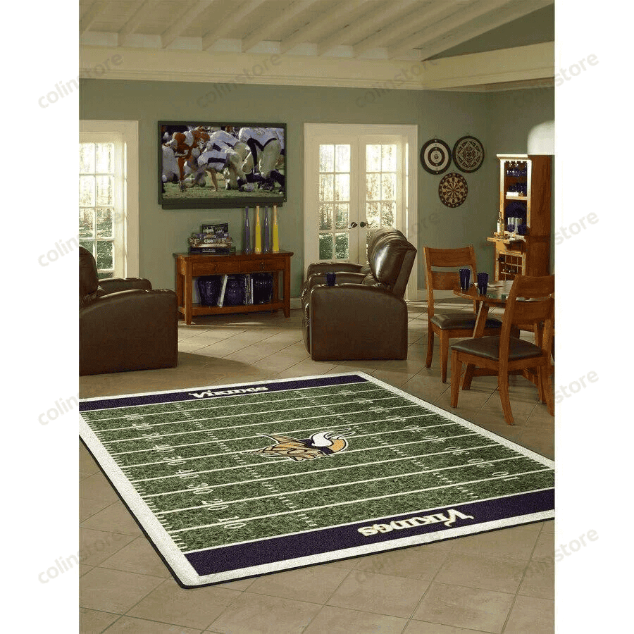 Minnesota Vikings Homefield Rectangle Area Rug – Full Print Carpet For Living Room & Bedroom Home Decor