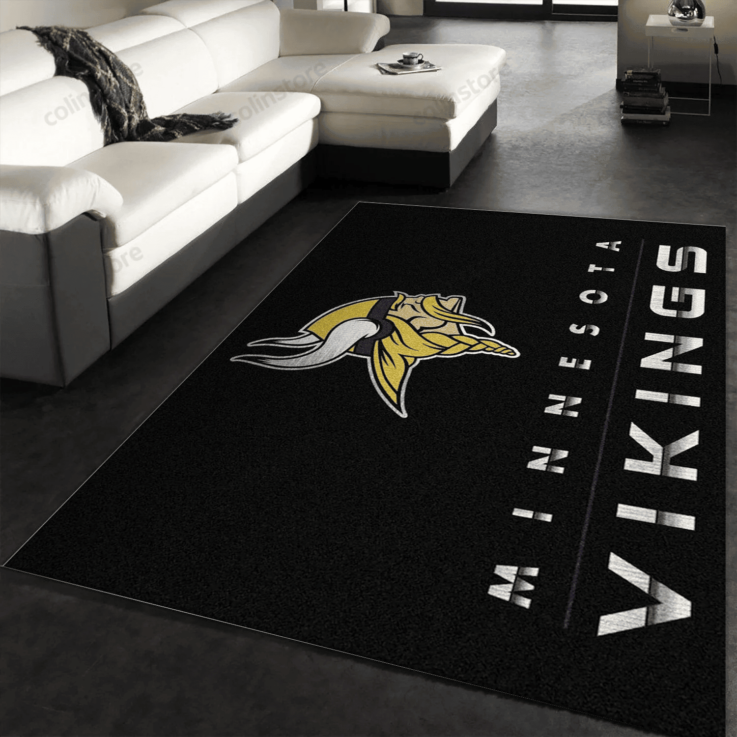 Minnesota Vikings Imperial Chrome Rug Rectangle Area Rug – Full Print Carpet For Living Room & Bedroom Home Decor