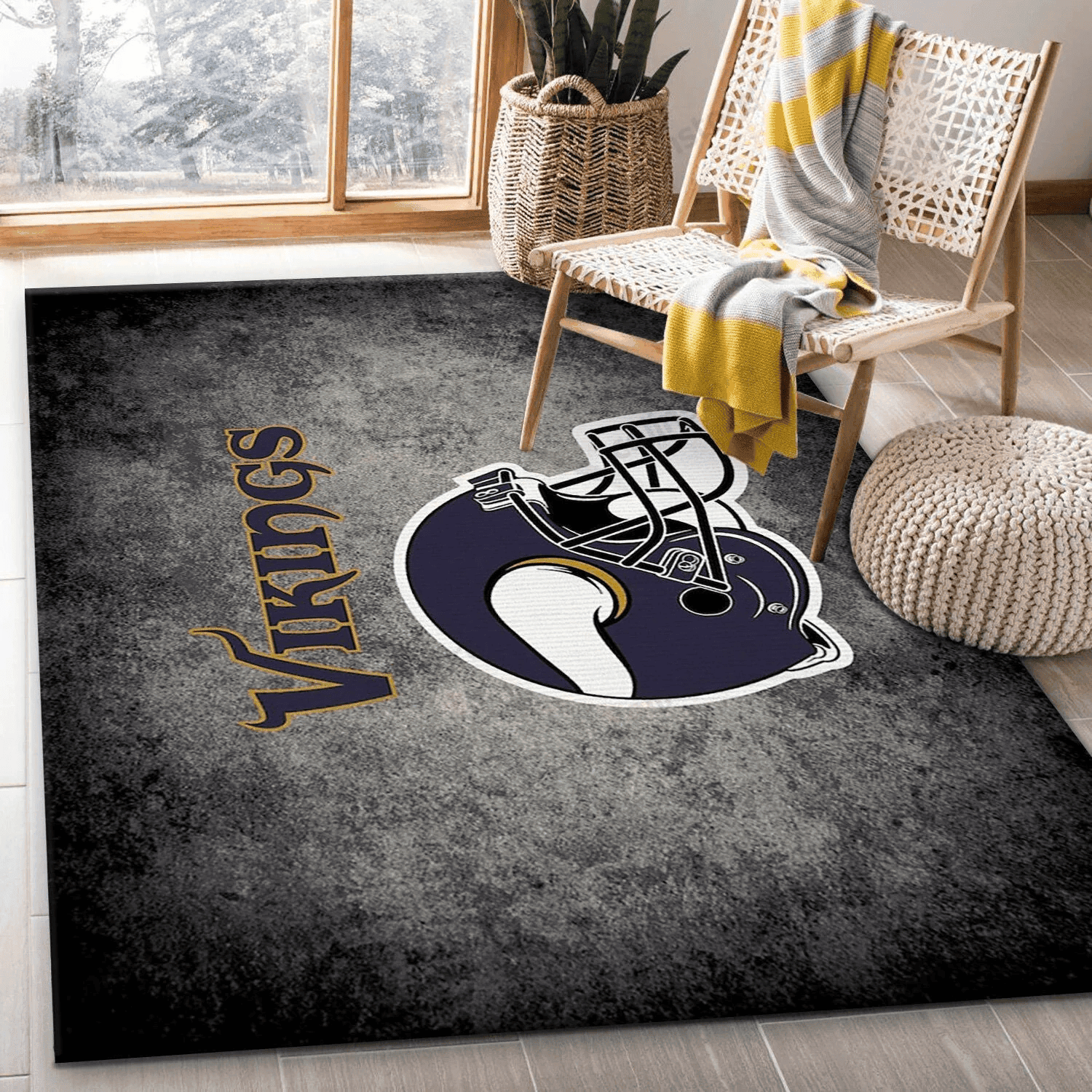 Minnesota Vikings Imperial Distressed Rug Rectangle Area Rug – Full Print Carpet For Living Room & Bedroom Home Decor