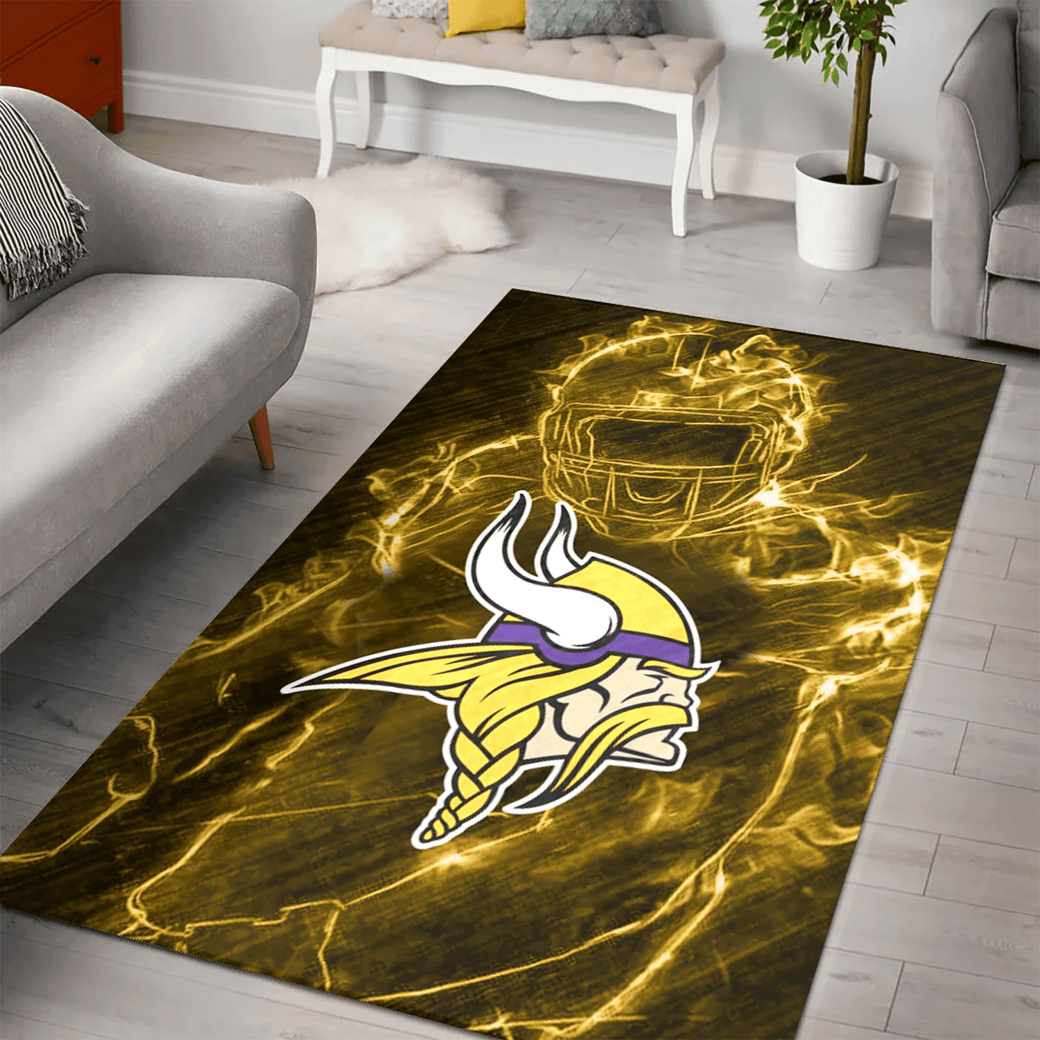 Minnesota Vikings Legend 3D Full Print Rectangle Area Rug – Full Print Carpet For Living Room & Bedroom Home Decor