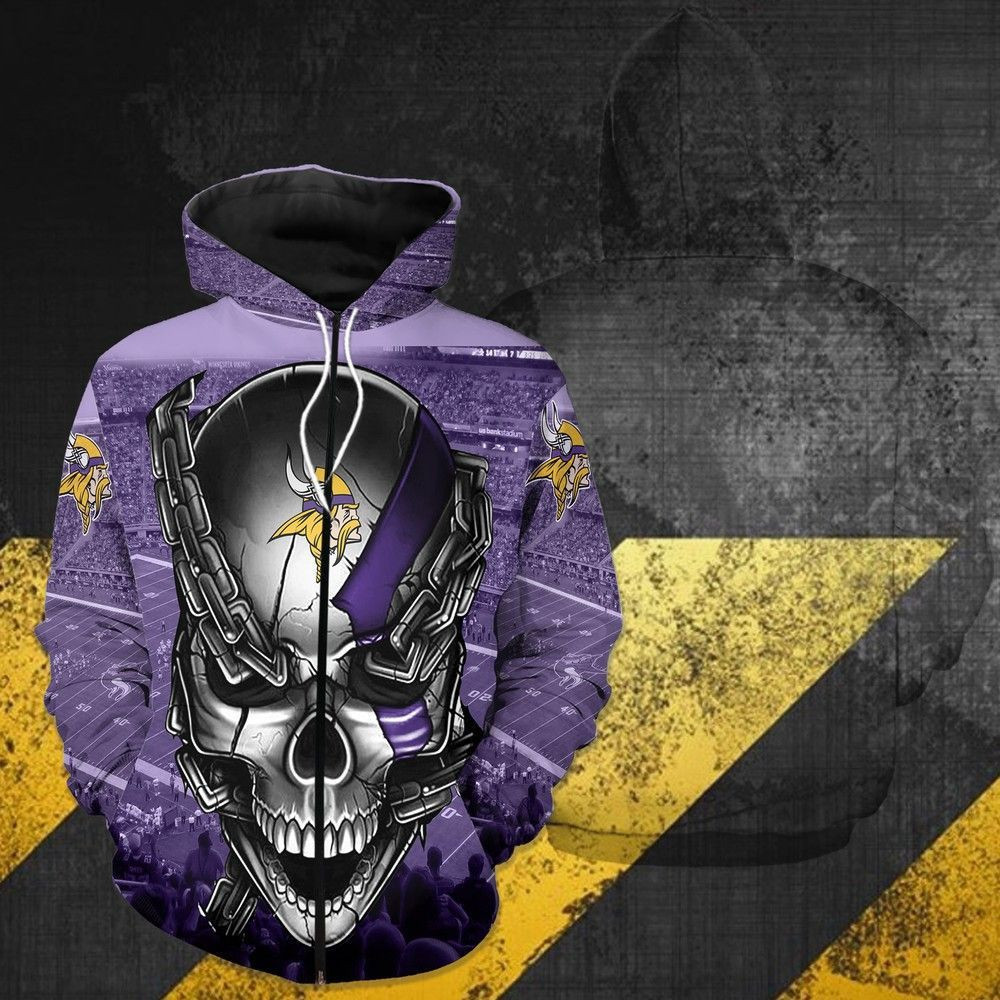 Minnesota Vikings Meta Skull 3D All Over Print Hoodie & Zip Hoodie