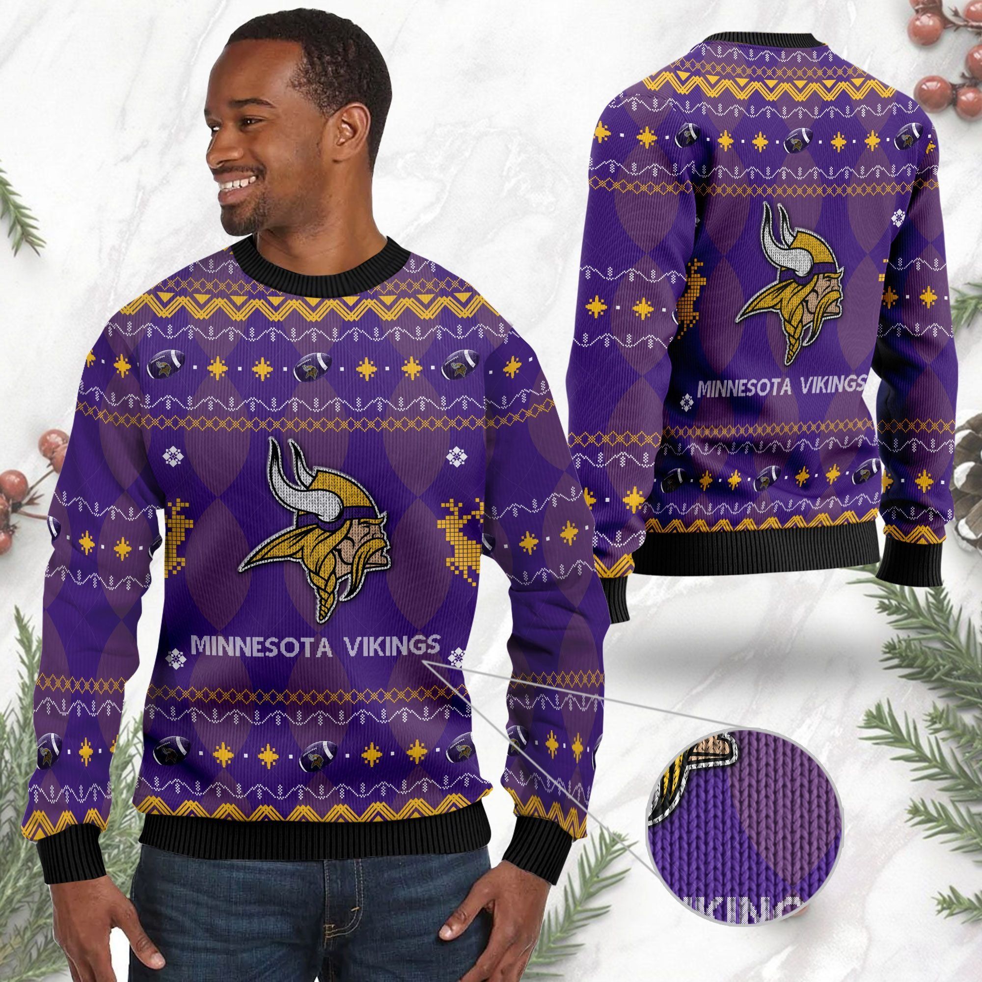 Minnesota Vikings NFL American Football Black Ugly Christmas Sweater