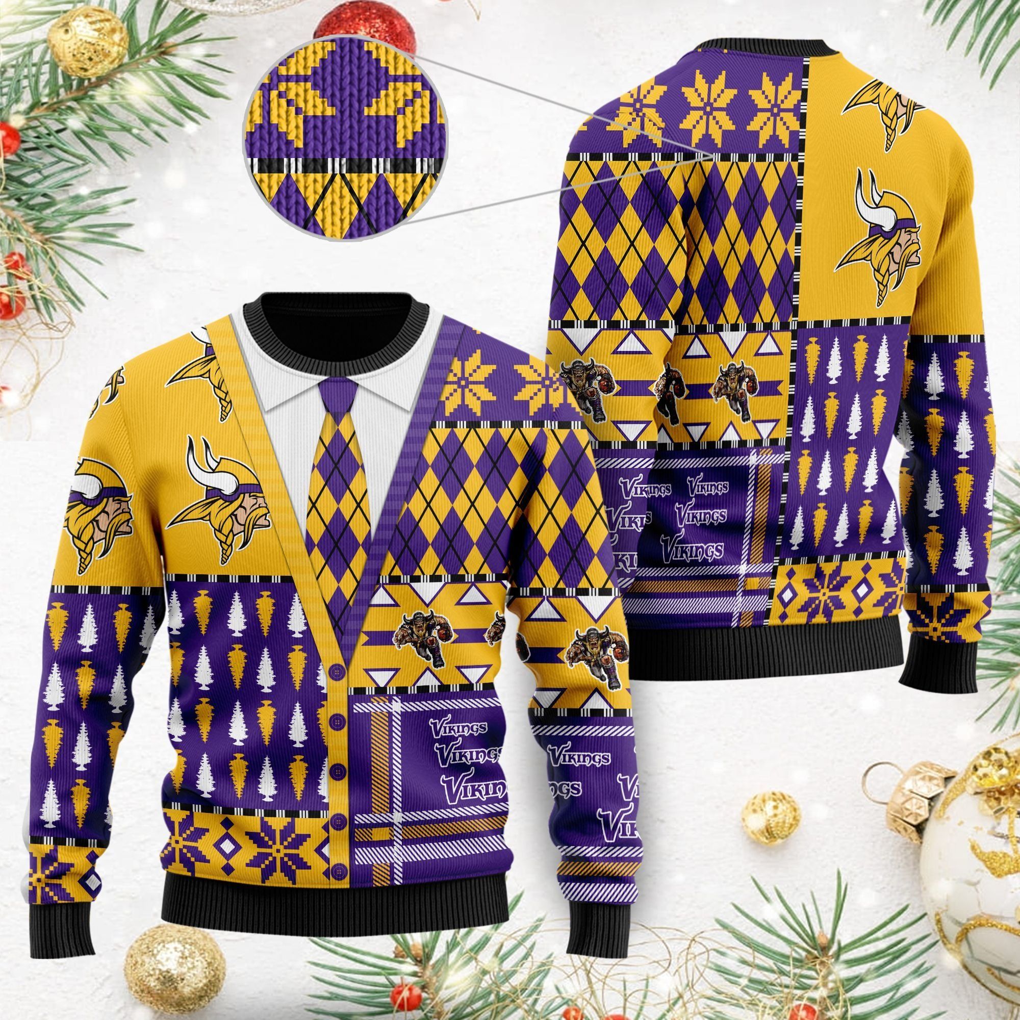 Minnesota Vikings NFL American Football Team Cardigan Style 3D Men And Women Ugly Christmas Sweater For Sport Lovers On Christmas Days