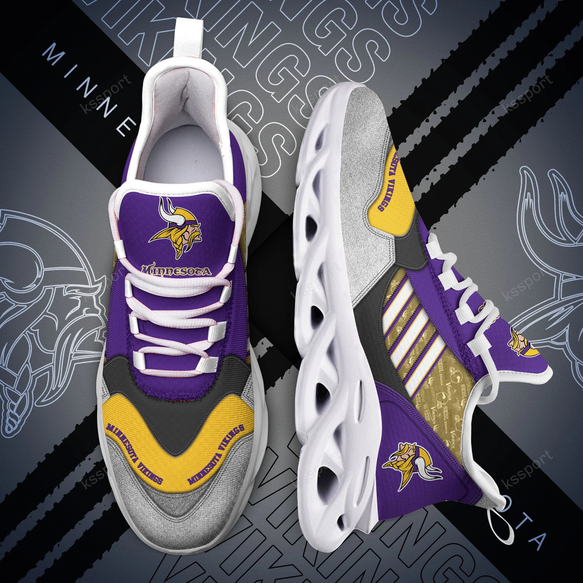Minnesota Vikings NFL Max Soul Shoes Sneakers for Men And Women – NFL Football Fan Shoes, Team Sneakers