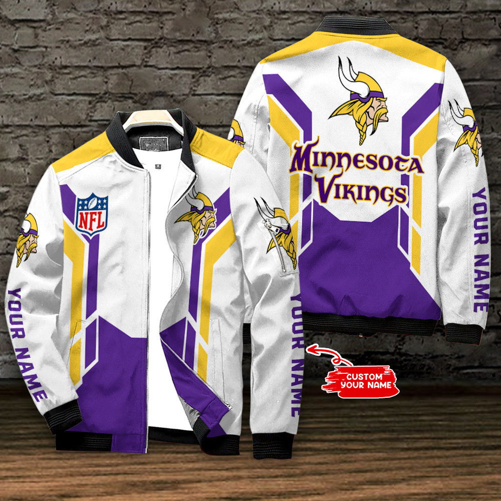 Minnesota Vikings Personalized Bomber Jacket | NFL Team Jacket for Men & Women | Football Fan Gift