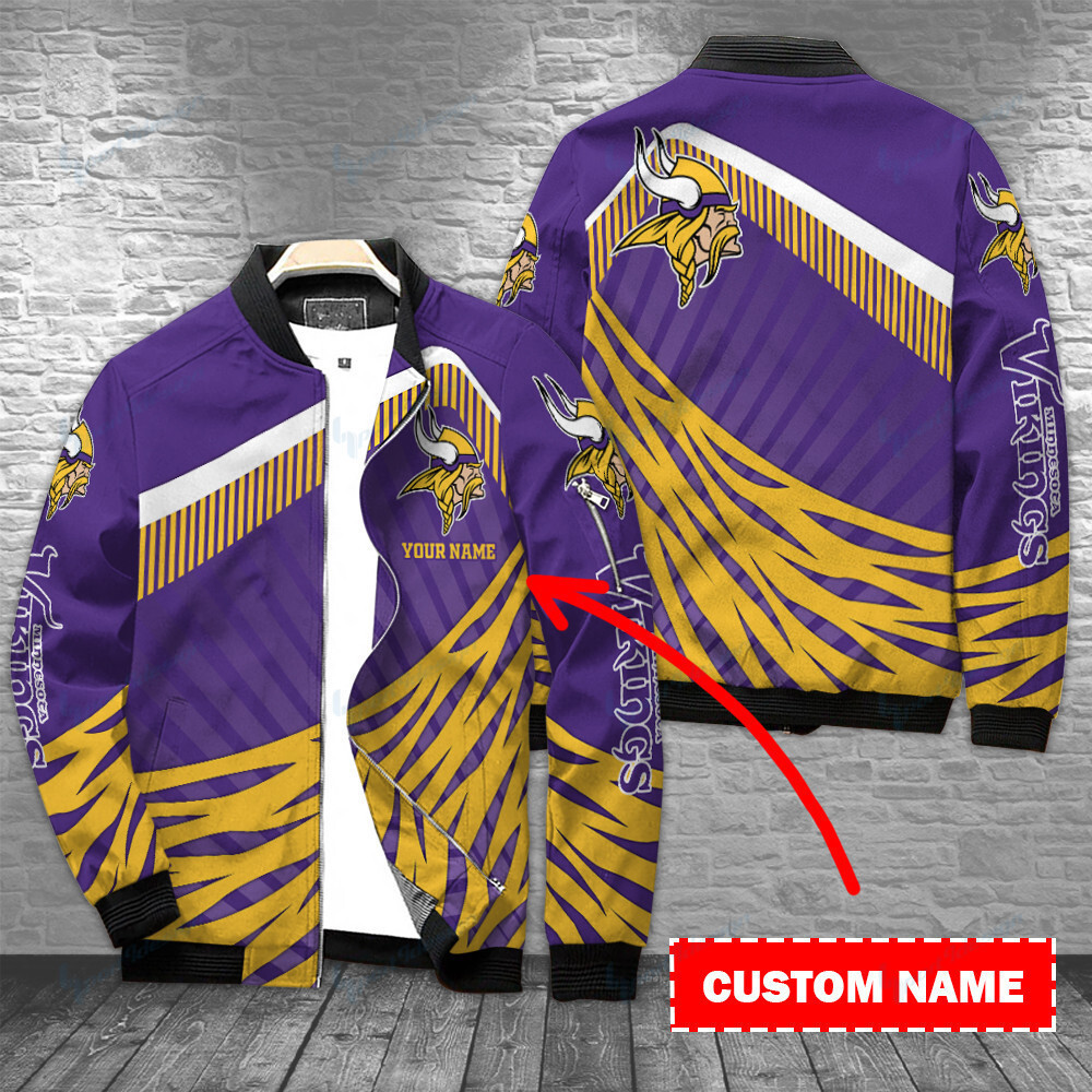 Minnesota Vikings Personalized Bomber Jacket | NFL Team Jacket for Men & Women | Football Fan Gift