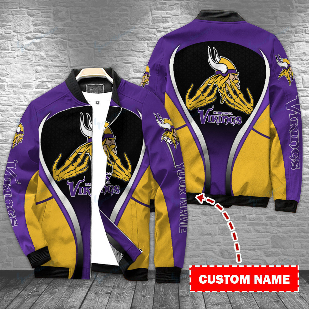 Minnesota Vikings Personalized Bomber Jacket | NFL Team Jacket for Men & Women | Football Fan Gift