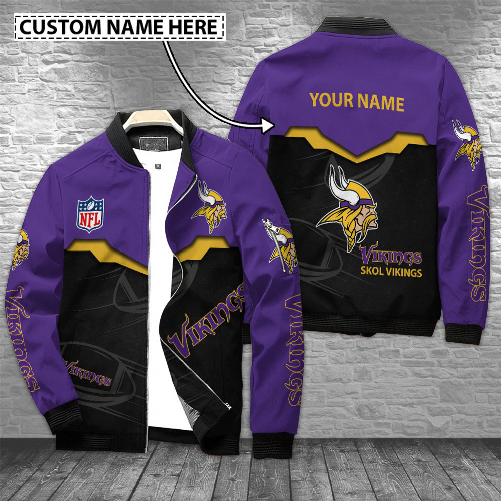 Minnesota Vikings Personalized Bomber Jacket | NFL Team Jacket for Men & Women | Football Fan Gift