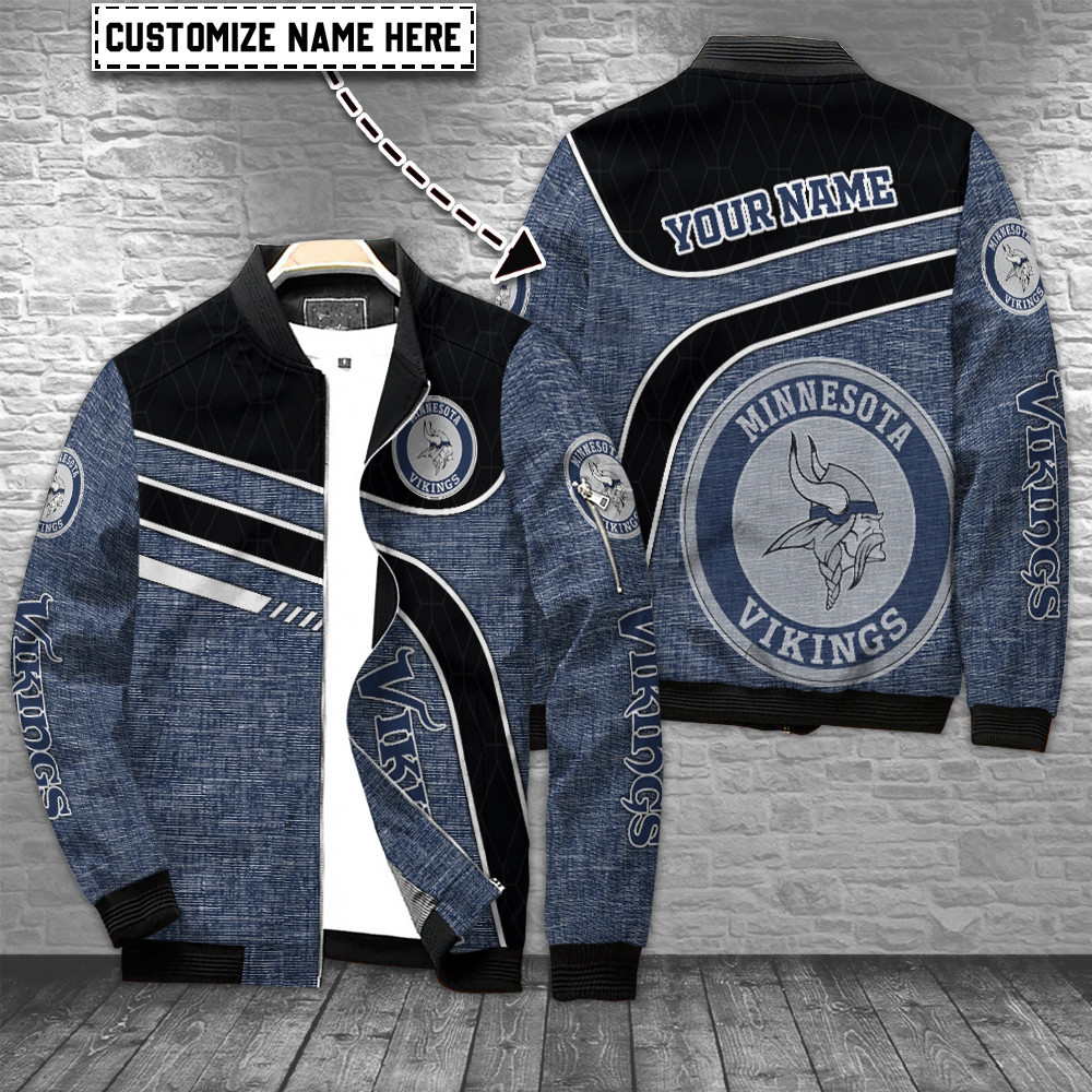 Minnesota Vikings Personalized Bomber Jacket | NFL Team Jacket for Men & Women | Football Fan Gift