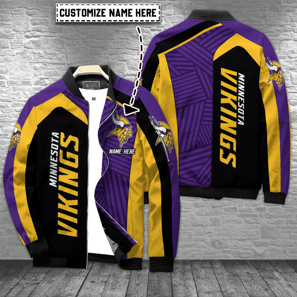 Minnesota Vikings Personalized Bomber Jacket | NFL Team Jacket for Men & Women | Football Fan Gift