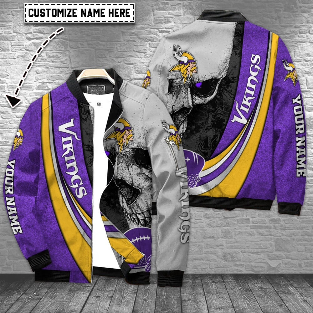 Minnesota Vikings Personalized Bomber Jacket | NFL Team Jacket for Men & Women | Football Fan Gift