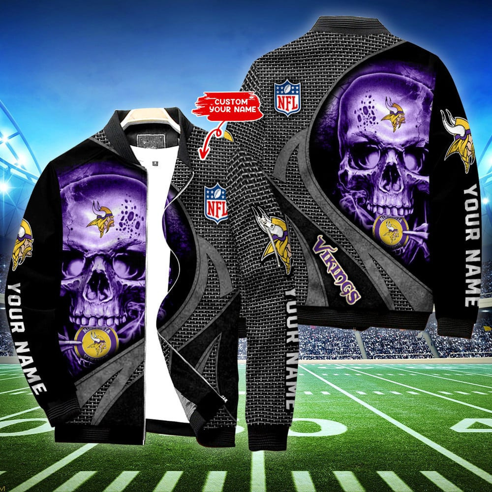 Minnesota Vikings Personalized Bomber Jacket | NFL Team Jacket for Men & Women | Football Fan Gift