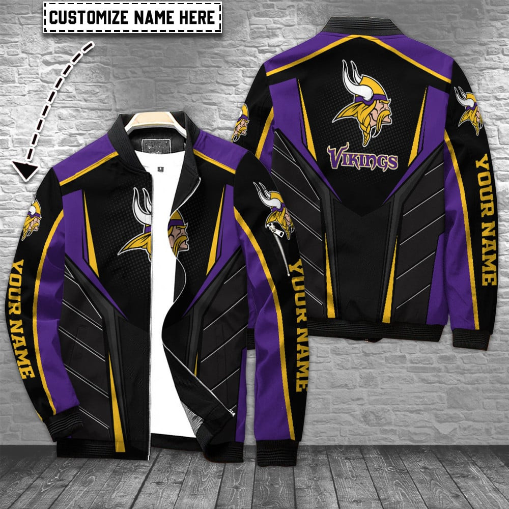 Minnesota Vikings Personalized Bomber Jacket | NFL Team Jacket for Men & Women | Football Fan Gift