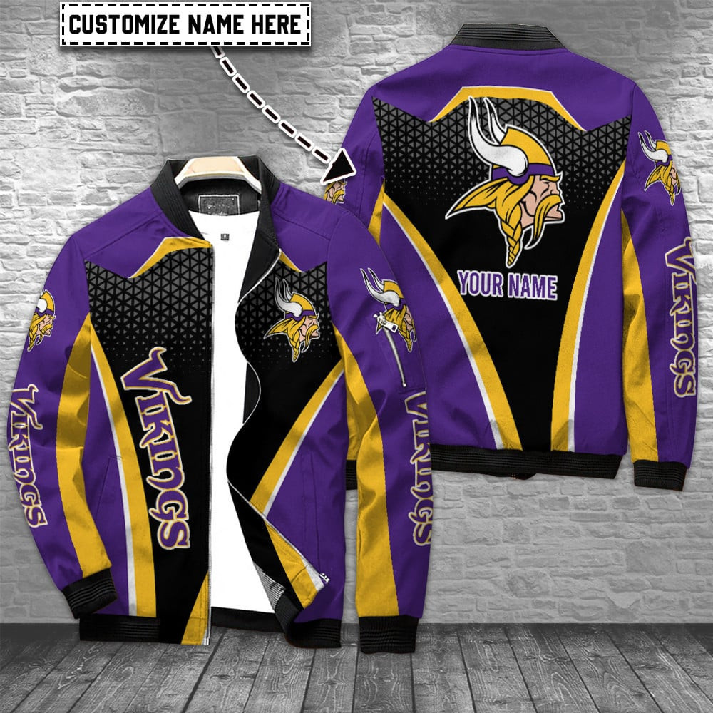 Minnesota Vikings Personalized Bomber Jacket | NFL Team Jacket for Men & Women | Football Fan Gift