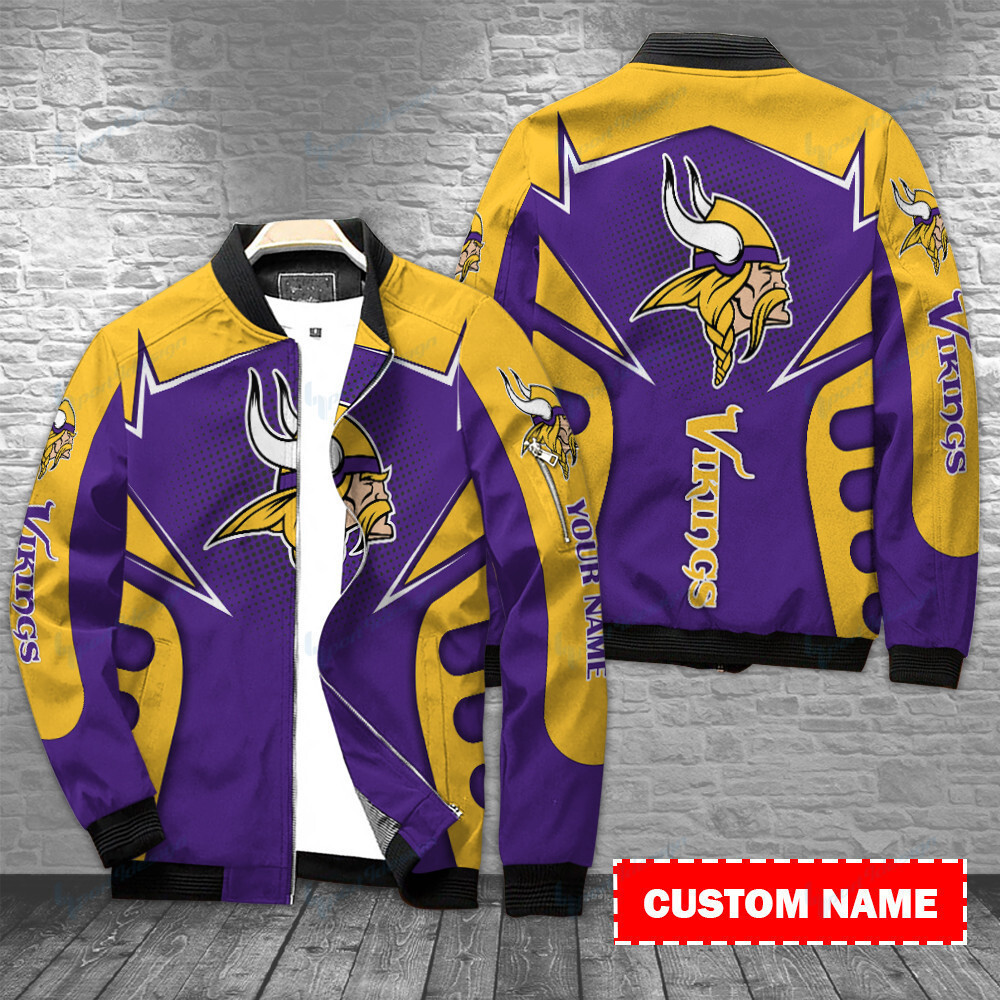Minnesota Vikings Personalized Bomber Jacket | NFL Team Jacket for Men & Women | Football Fan Gift