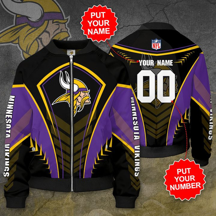 Minnesota Vikings Personalized Name Number Special Bomber Jacket | NFL Team Jacket for Men & Women | Football Fan Gift