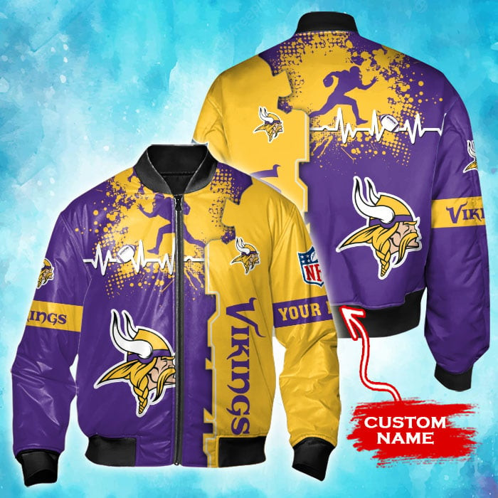 Minnesota Vikings Personalized Thick Bomber Jacket | NFL Team Jacket for Men & Women | Football Fan Gift