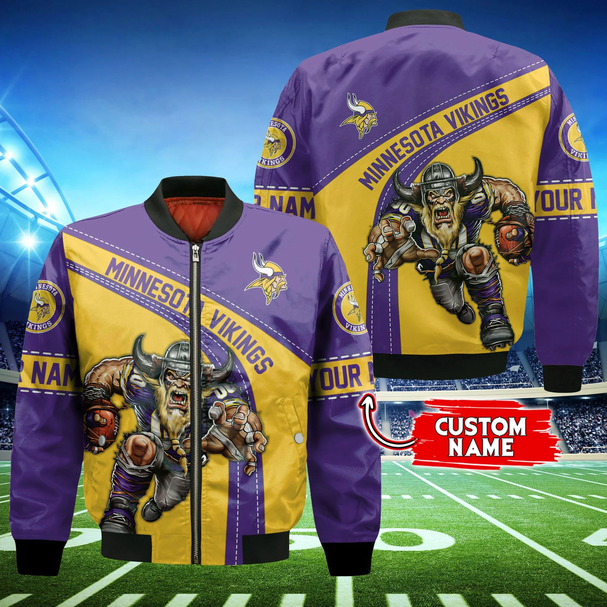 Minnesota Vikings Personalized Thick Bomber Jacket | NFL Team Jacket for Men & Women | Football Fan Gift