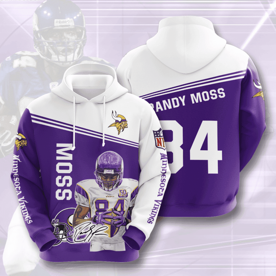 Minnesota Vikings Randy Moss 3D All Over Print Hoodie & Zip Hoodie
