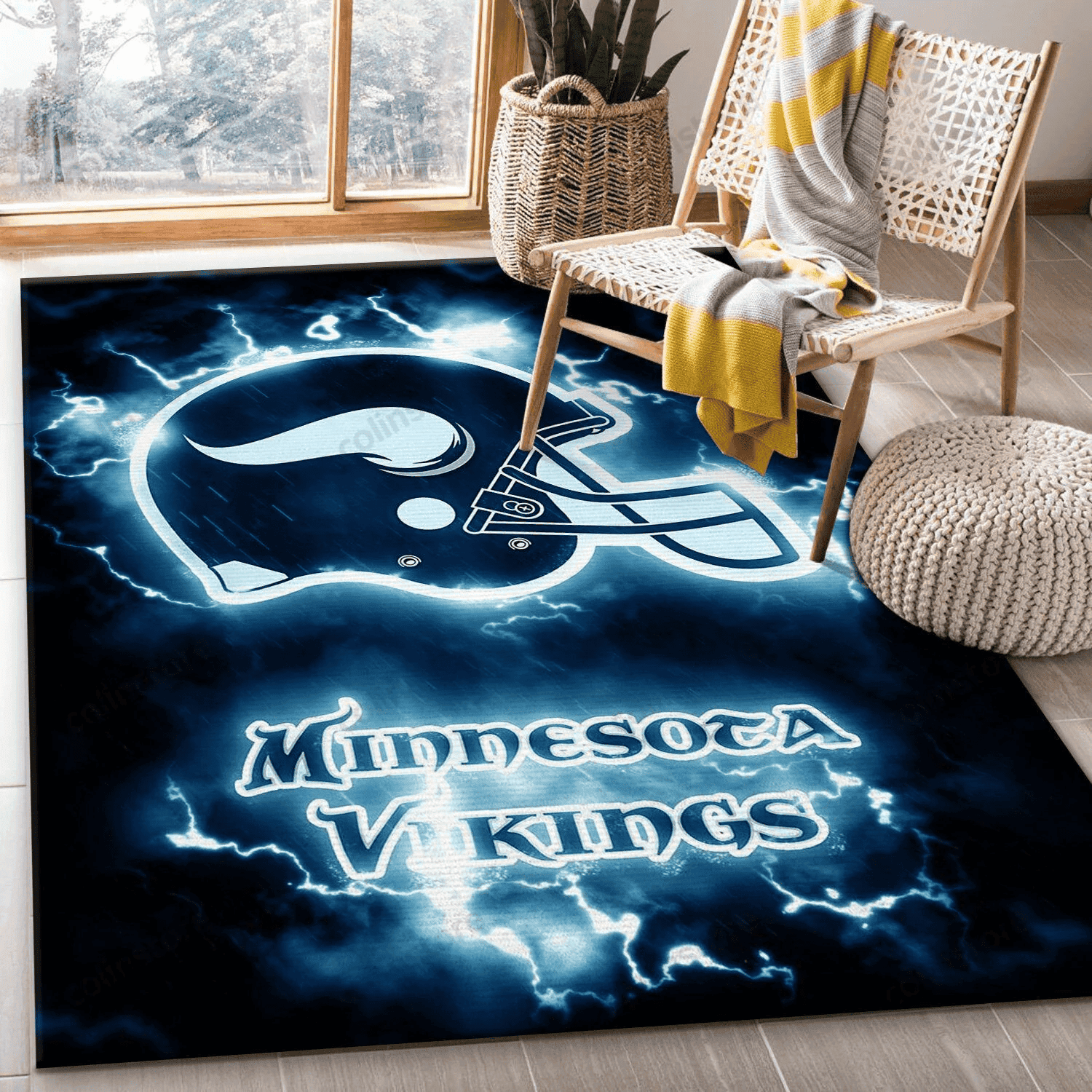 Minnesota Vikings Rectangle Area Rug – Full Print Carpet For Living Room & Bedroom Home Decor