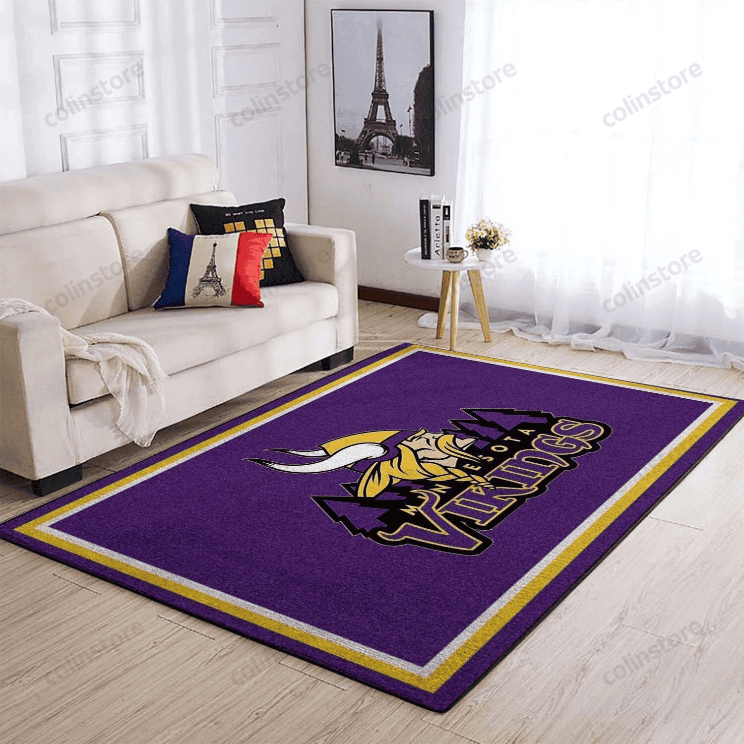 Minnesota Vikings Rectangle Area Rug – Full Print Carpet For Living Room & Bedroom Home Decor