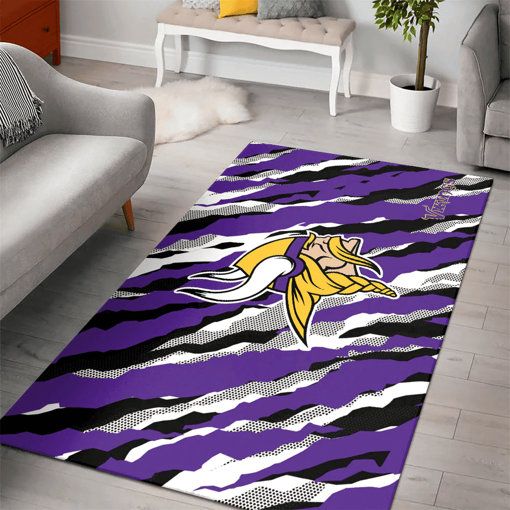 Minnesota Vikings Rectangle Area Rug – Full Print Carpet For Living Room & Bedroom Home Decor