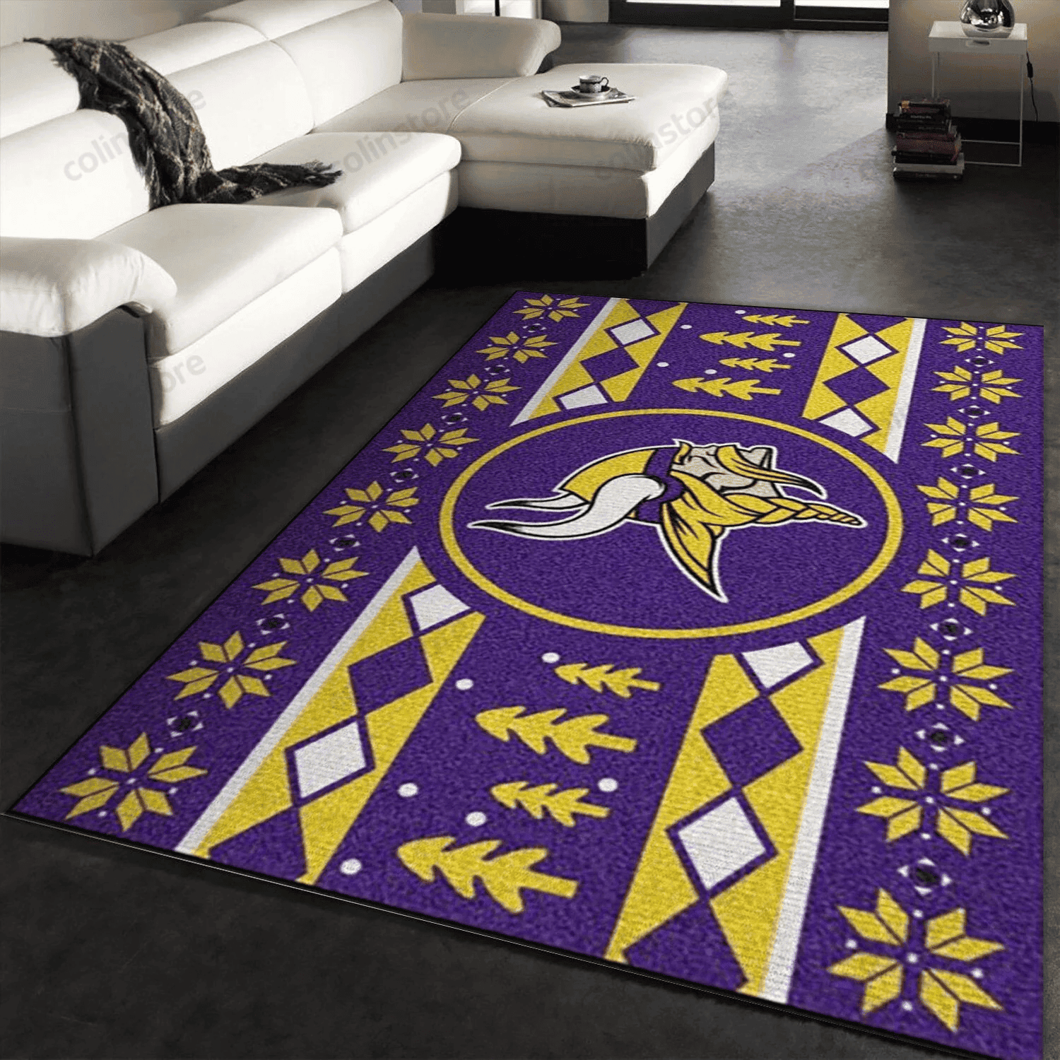 Minnesota Vikings Rectangle Area Rug – Full Print Carpet For Living Room & Bedroom Home Decor