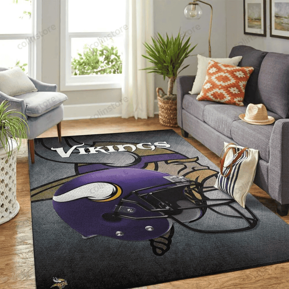 Minnesota Vikings Rectangle Area Rug – Full Print Carpet For Living Room & Bedroom Home Decor