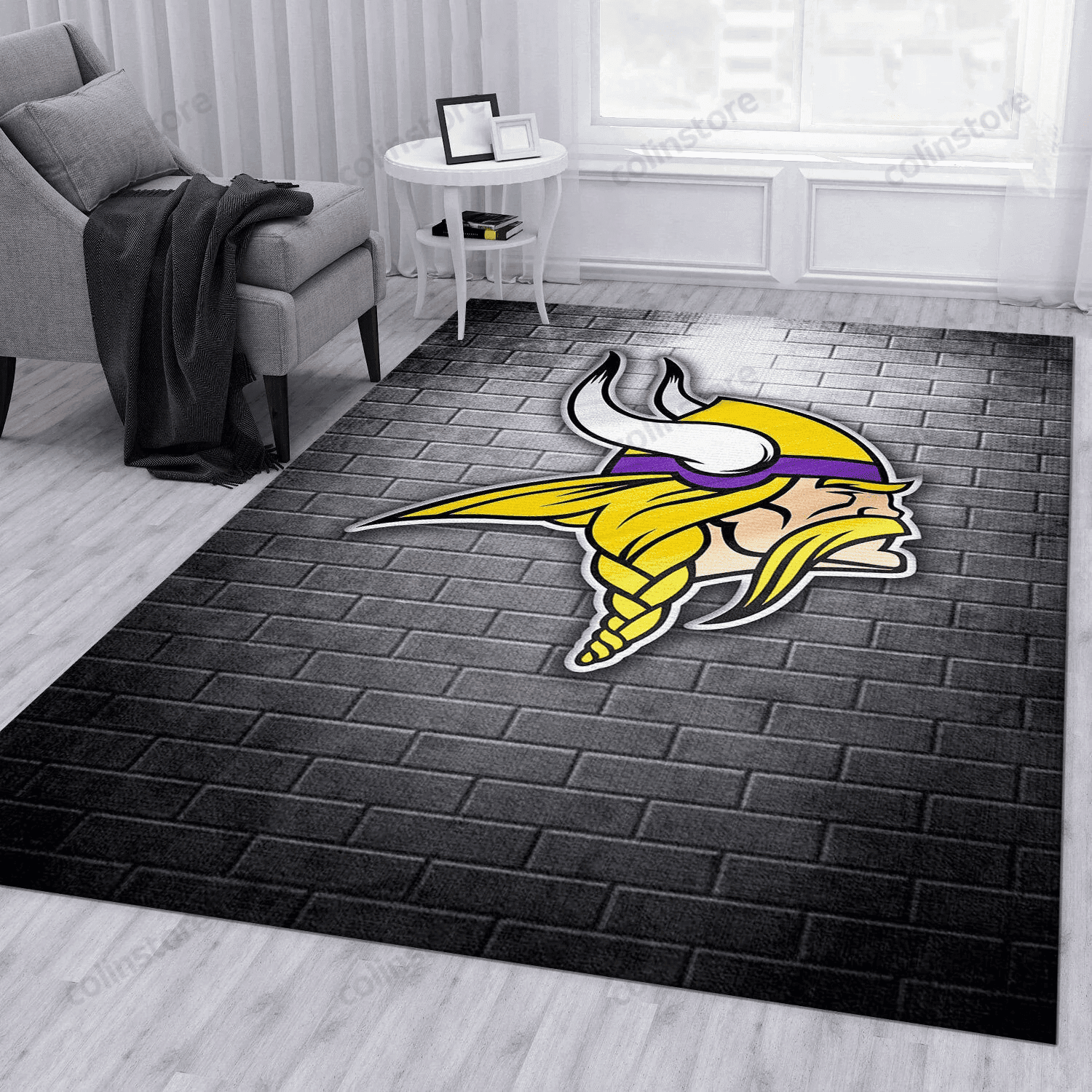 Minnesota Vikings Rectangle Area Rug – Full Print Carpet For Living Room & Bedroom Home Decor