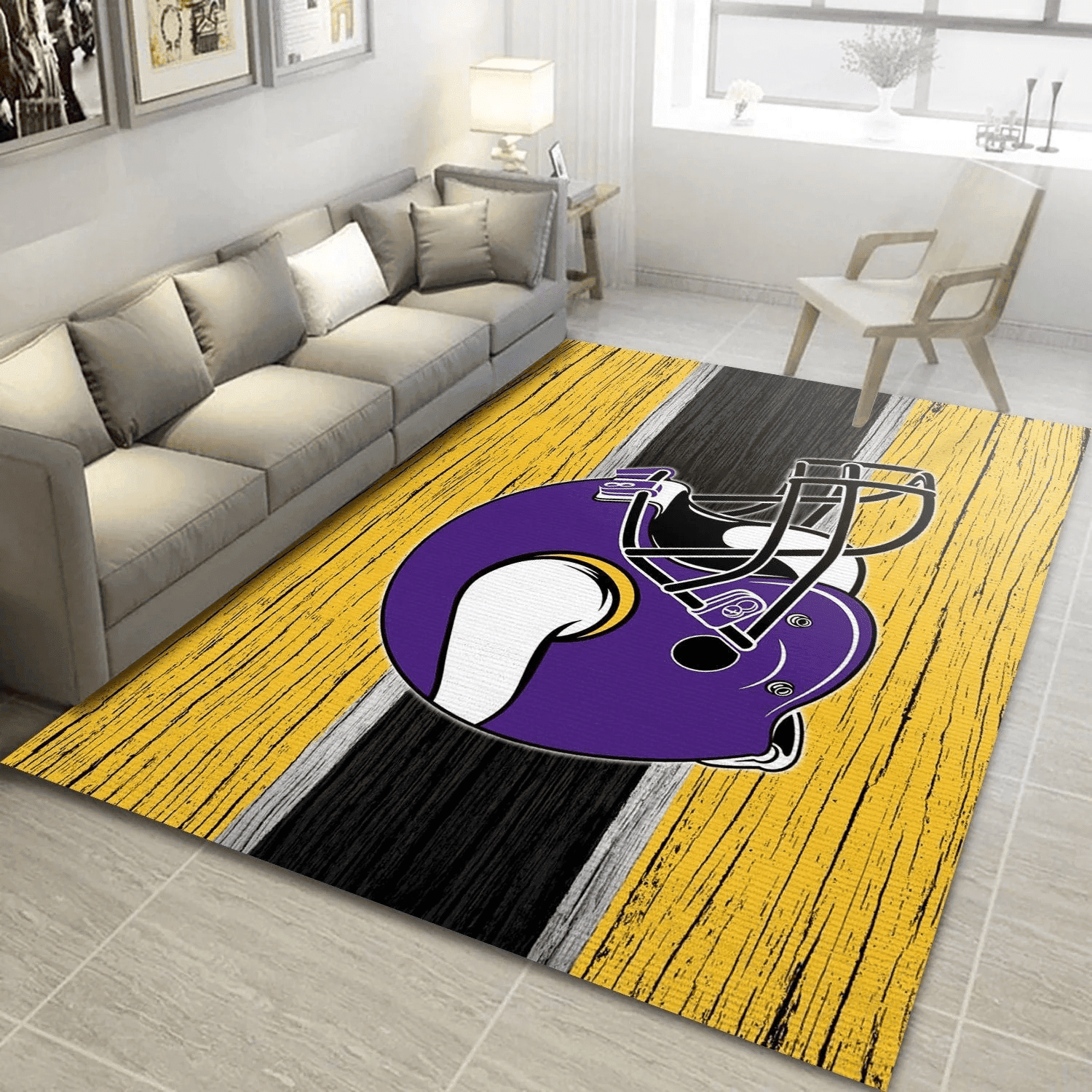 Minnesota Vikings Rectangle Area Rug – Full Print Carpet For Living Room & Bedroom Home Decor