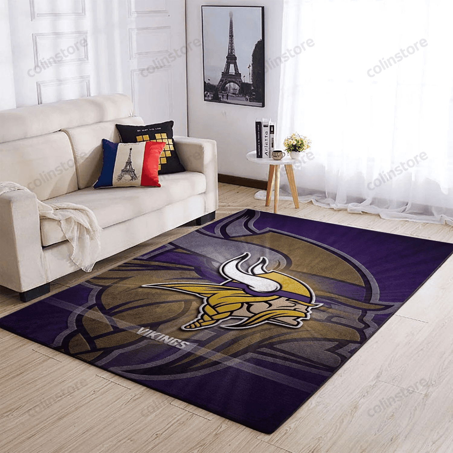 Minnesota Vikings Rectangle Area Rug – Full Print Carpet For Living Room & Bedroom Home Decor
