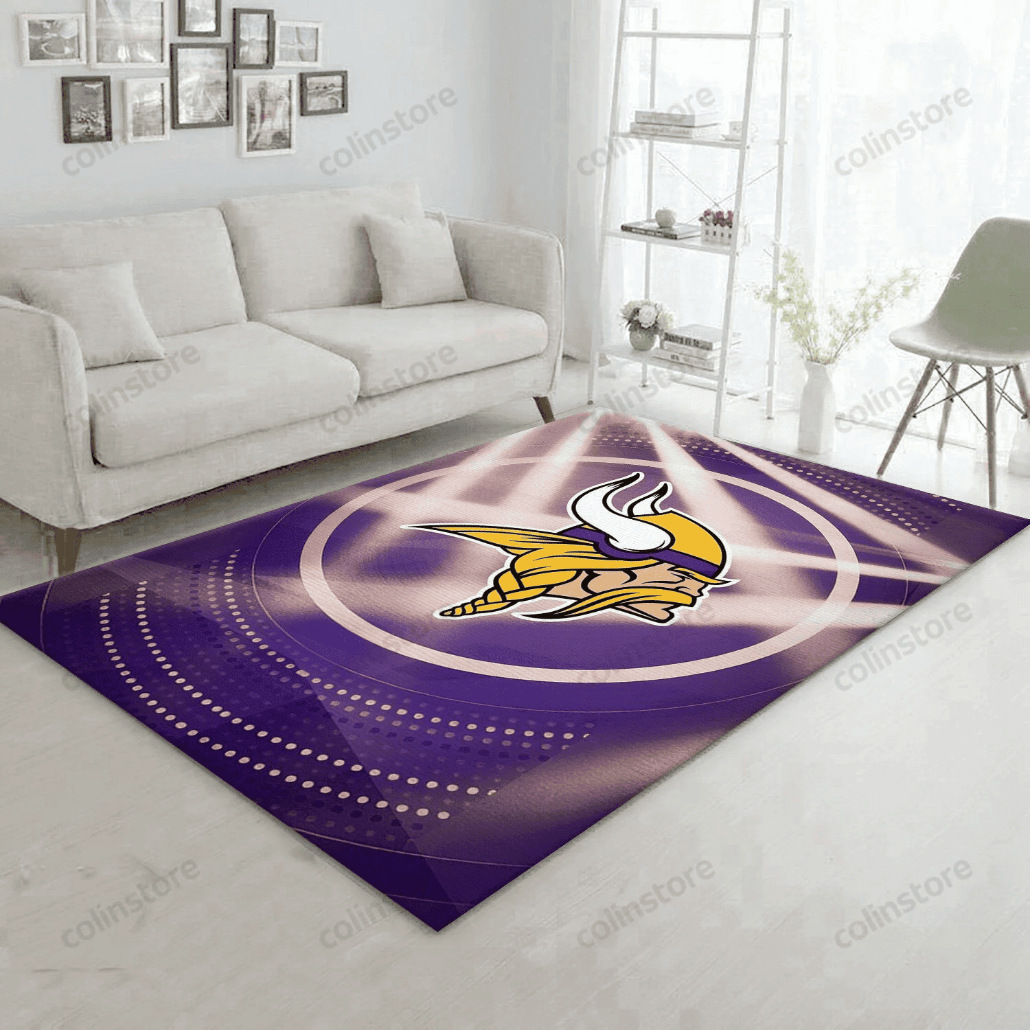 Minnesota Vikings Rectangle Area Rug – Full Print Carpet For Living Room & Bedroom Home Decor