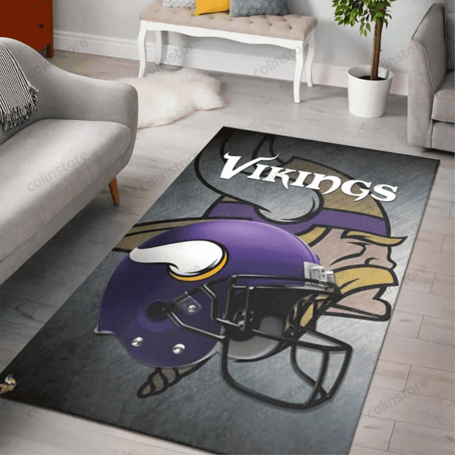 Minnesota Vikings Rectangle Area Rug – Full Print Carpet For Living Room & Bedroom Home Decor