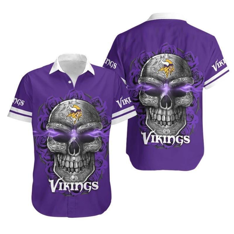 Minnesota Vikings Skull Rose Spirit Aloha Hawaiian Shirt for Men & Women