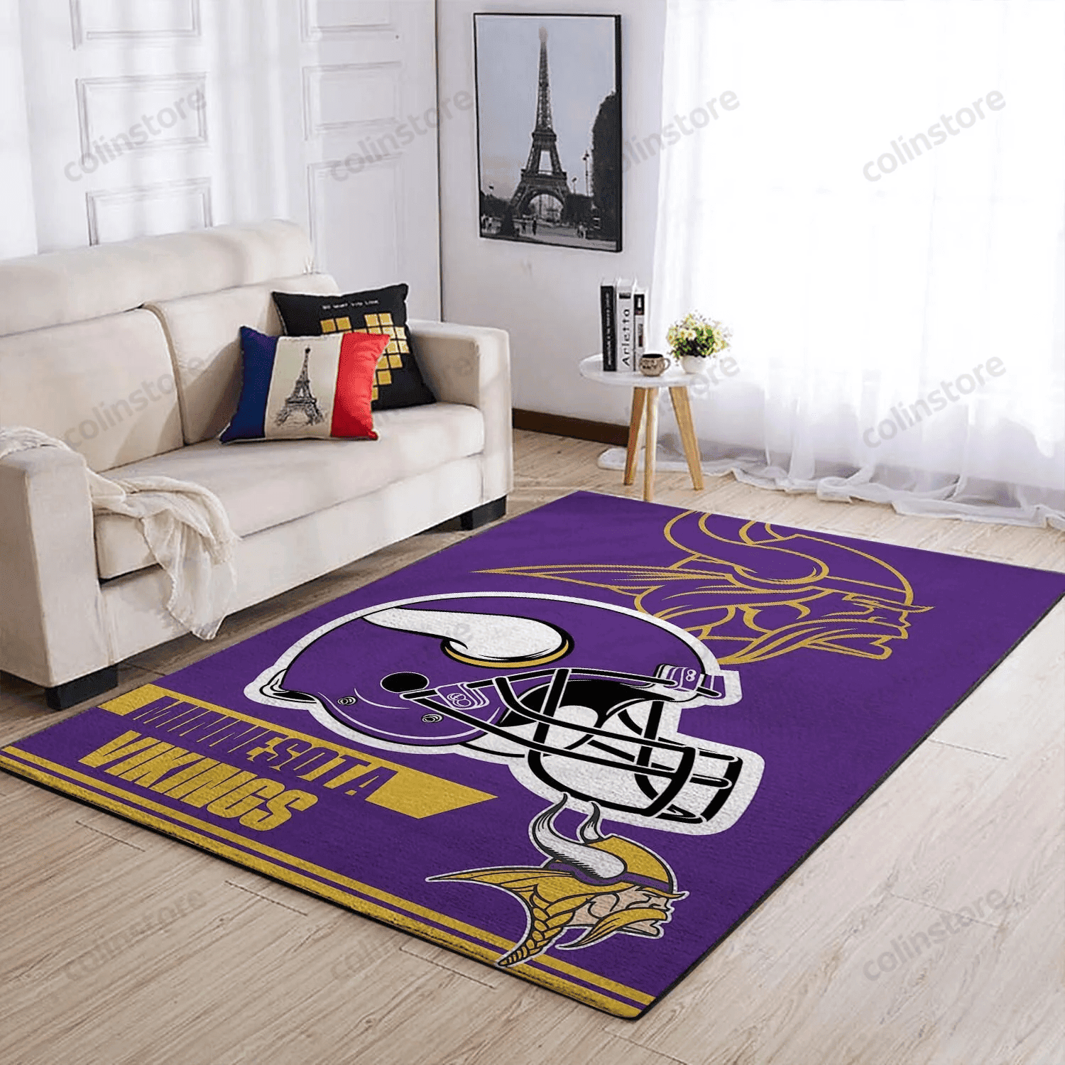 Minnesota Vikings Team Logo Helmet Nice Gift Rectangle Area Rug – Full Print Carpet For Living Room & Bedroom Home Decor
