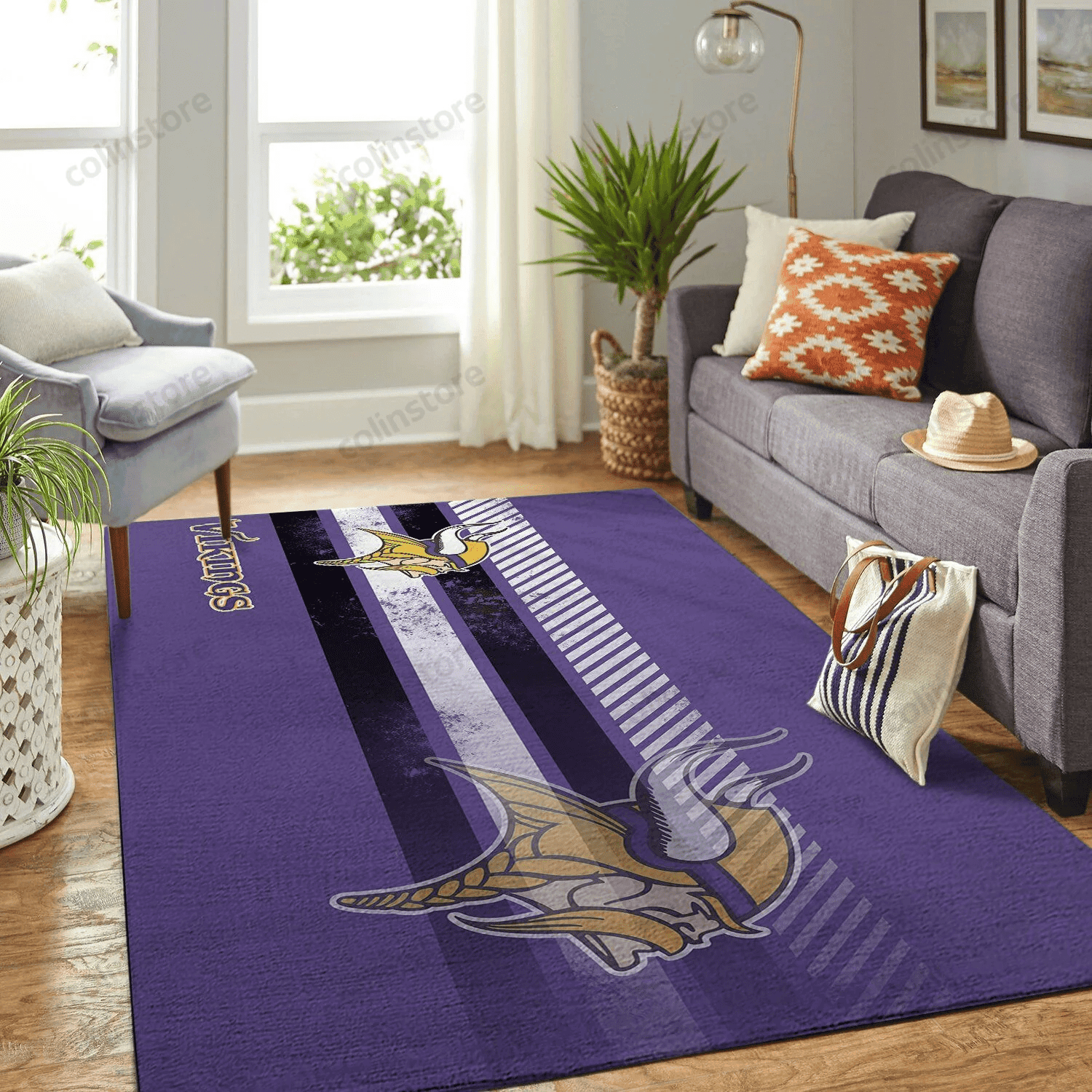 Minnesota Vikings Team Logo Nice Gift Rectangle Area Rug – Full Print Carpet For Living Room & Bedroom Home Decor