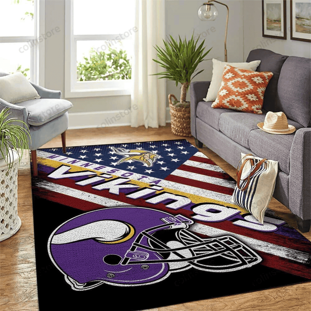 Minnesota Vikings Team Logo Rectangle Area Rug – Full Print Carpet For Living Room & Bedroom Home Decor