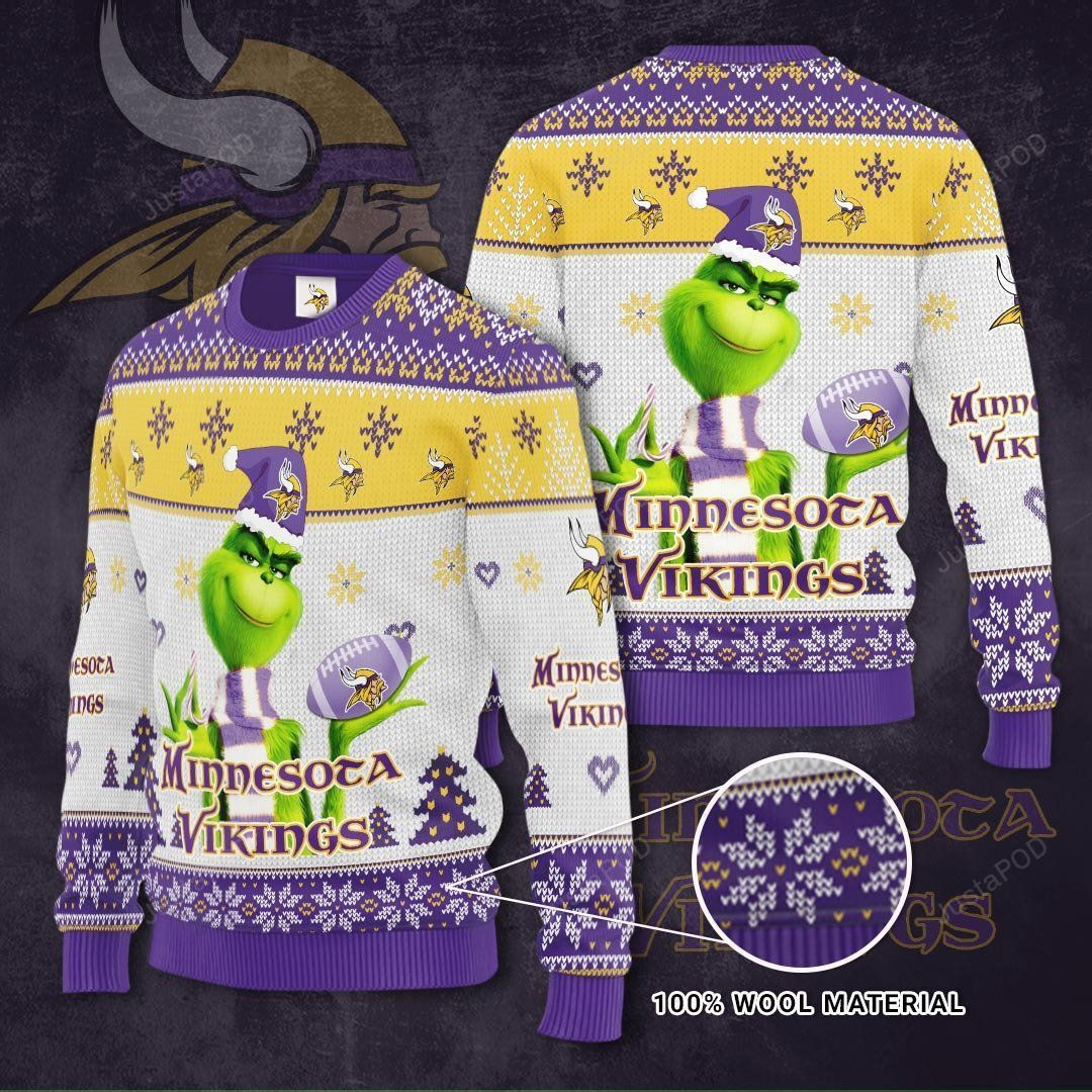 Minnesota Vikings The Grinch Ugly Christmas Sweater Perfect Holiday Gift