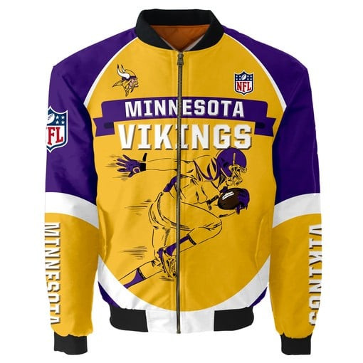 Minnesota Vikings Thick Bomber Jacket | NFL Team Jacket for Men & Women | Football Fan Gift