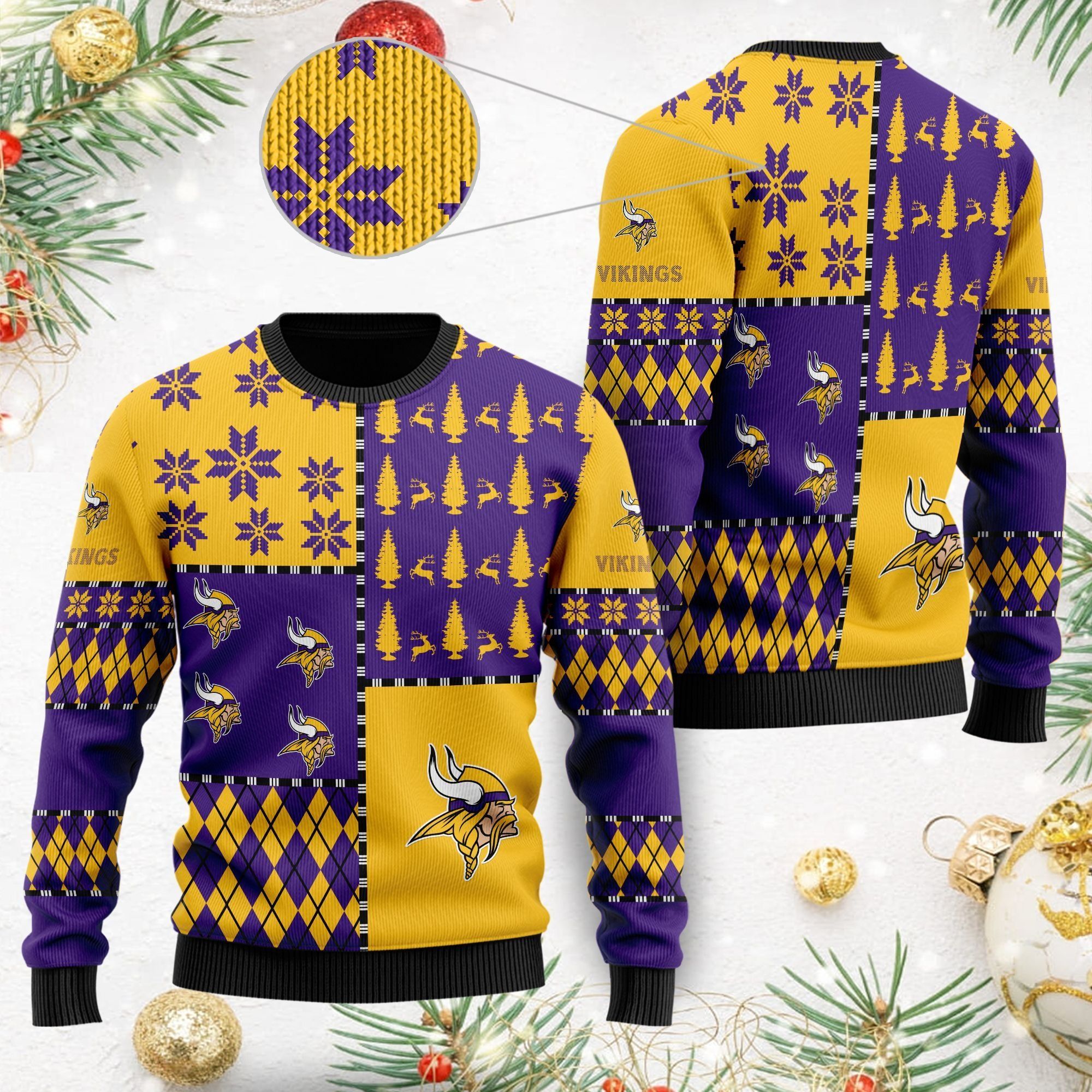 Minnesota Vikings Ugly Christmas Sweater Full Size For Sale Best Christmas Gift For Vikings Fans