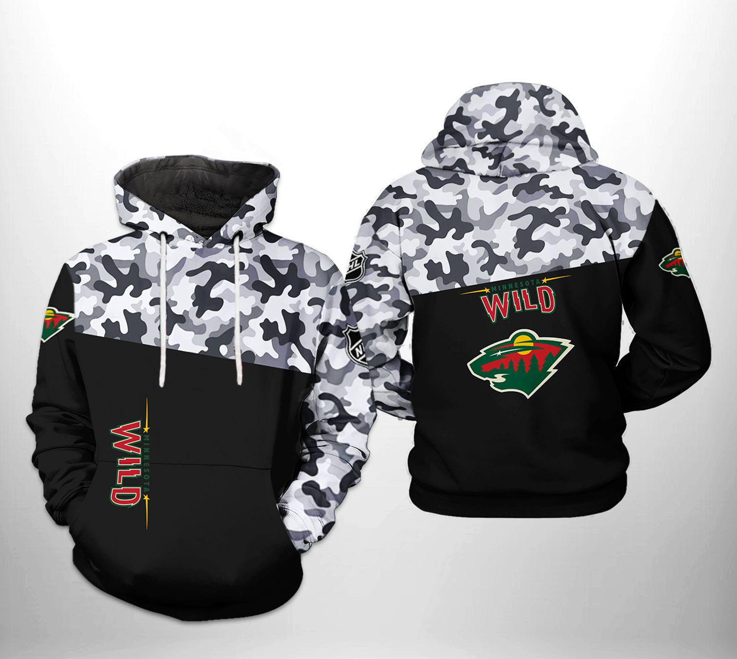 Minnesota Wild NHL Camo Veteran 3D All Over Print Hoodie & Zip Hoodie