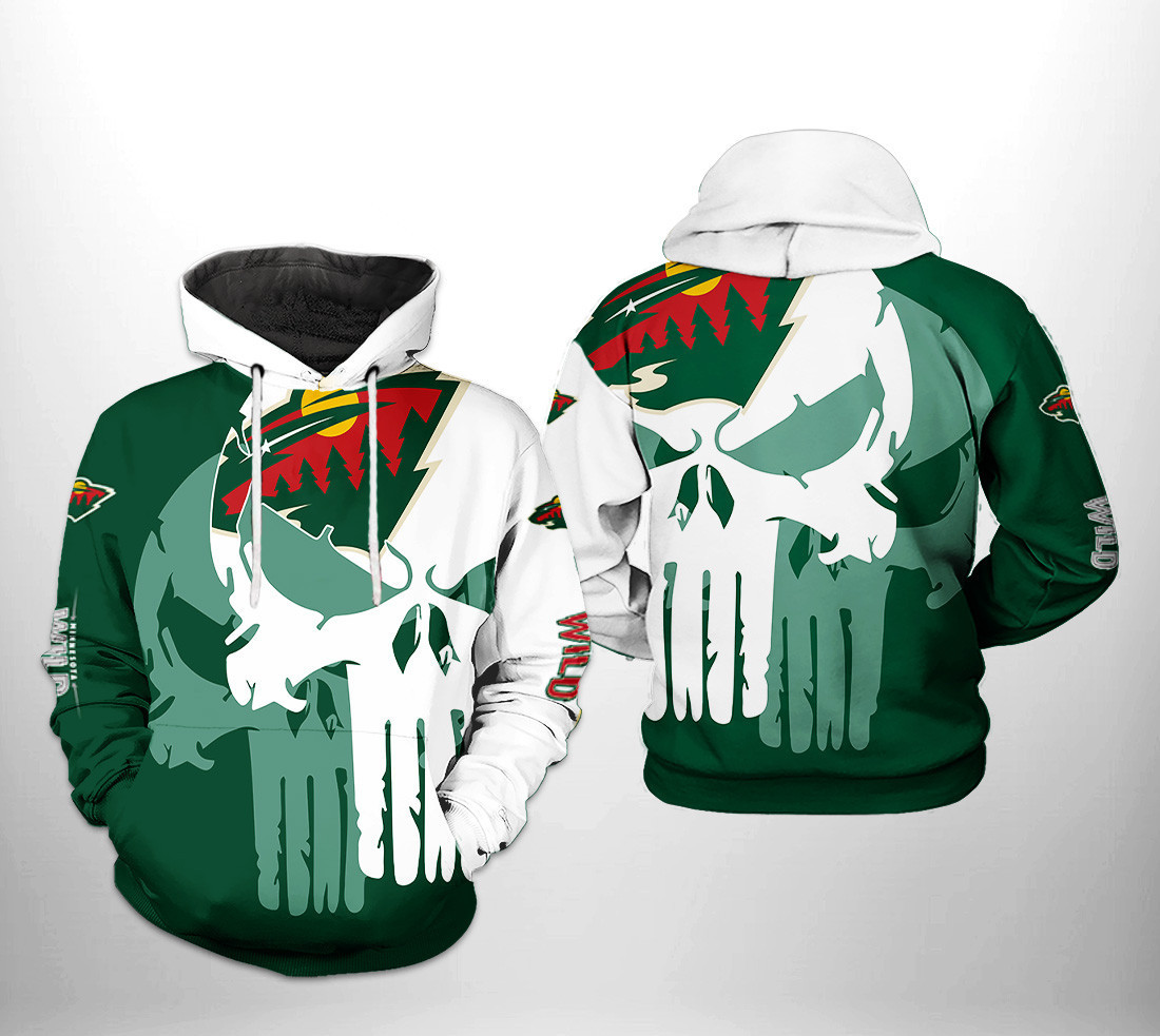 Minnesota Wild NHL Team Skull 3D All Over Print Hoodie & Zip Hoodie