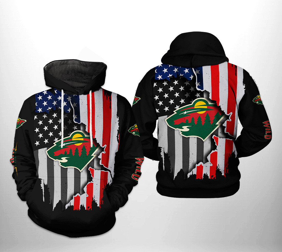 Minnesota Wild NHL US FLag Team 3D All Over Print Hoodie & Zip Hoodie
