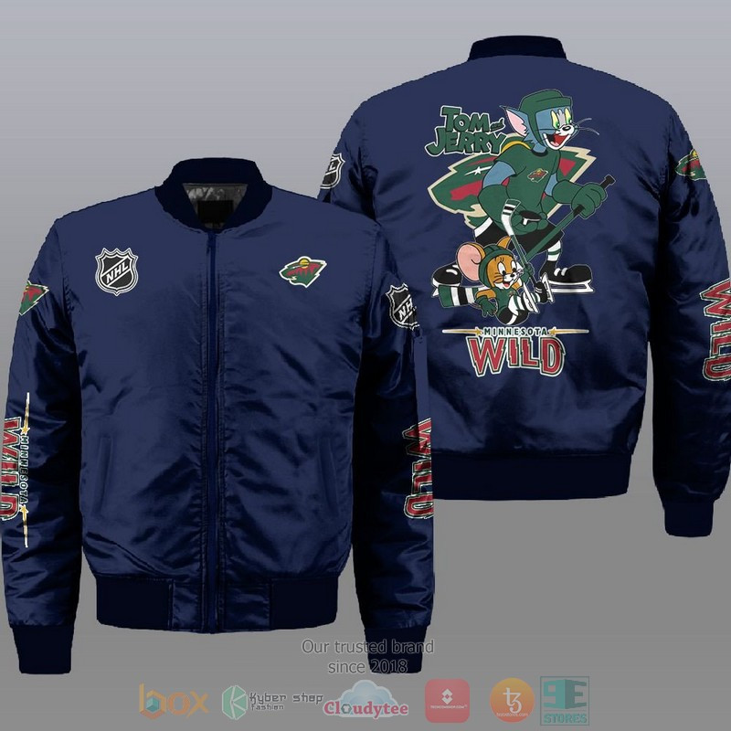 Minnesota Wild Tom And Jerry Bomber Jacket | NHL Team Jacket for Men & Women | Hockey Fan Gift