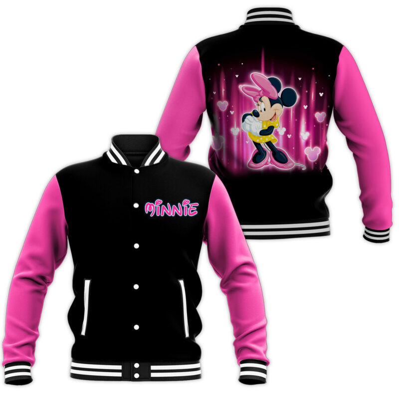 Minnie Fashion Baseball Jacket for Men & Women | Cartoon Fan Gift
