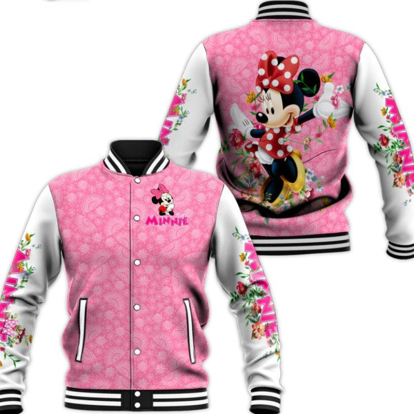 Minnie Mouse Fashion Baseball Jacket for Men & Women | Cartoon Fan Gift